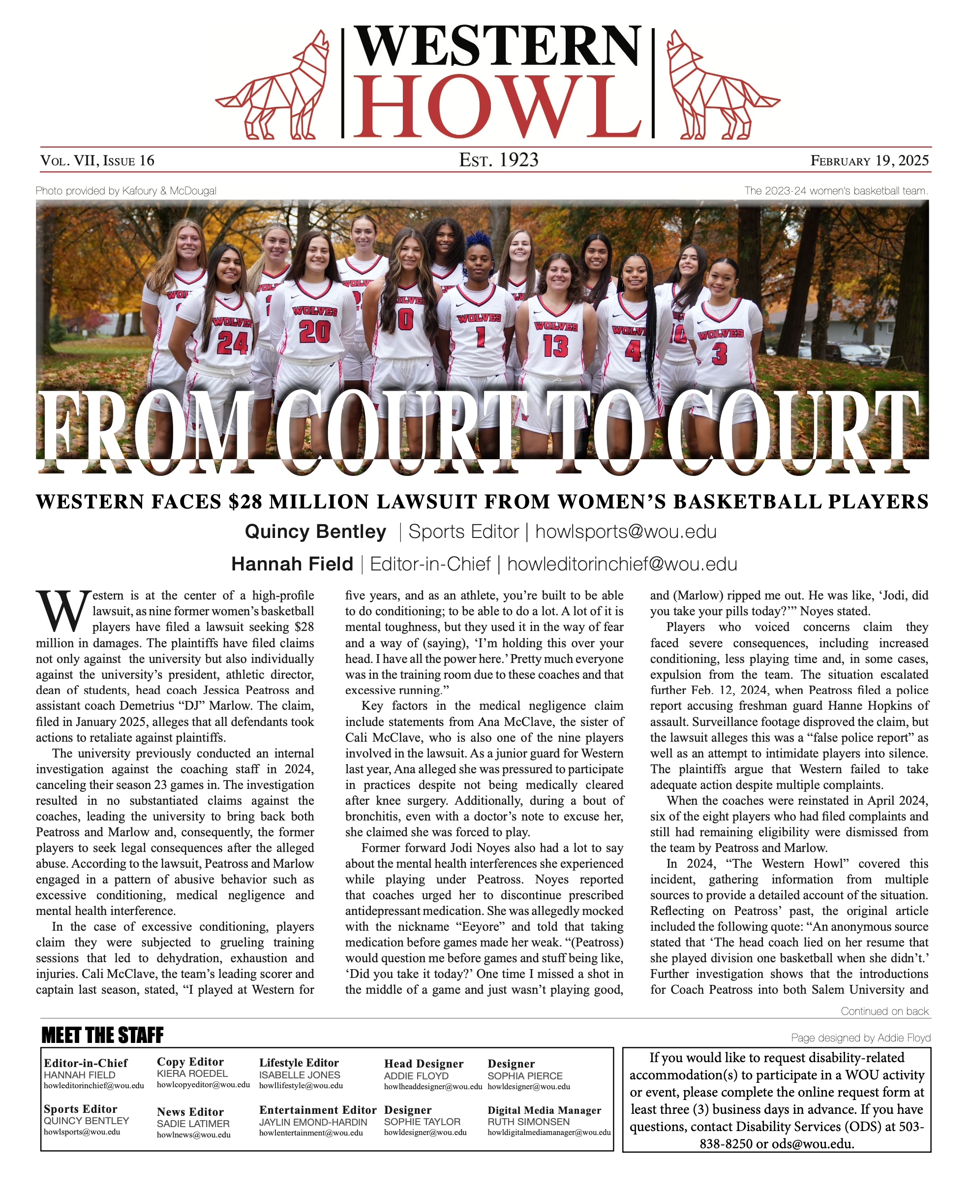 Western Howl Vol. VII, Issue 16 - February 19, 2025